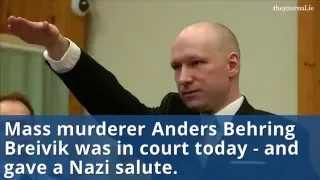 Anders Breivik makes Nazi salute