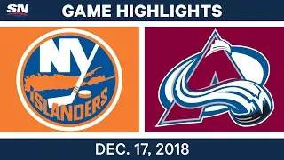 NHL Highlights | Islanders vs. Avalanche - Dec 17, 2018