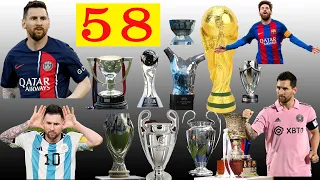 Lionel Messi - Titles & achievements. 58 MAJOR ACHIVEMENTS HE GOT HIS FOOTBALL CAREER. 2005-2023