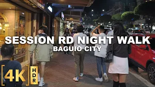Night Walk at Session Road & The New Pilgrim Stairs | Baguio City Walking Tour | 4KHDR | Philippines