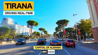 TIRANA, ALBANIA - DRIVING REAL-TIME AROUND TIRANA, TIRANE SHQIPERI [4K 60FPS]