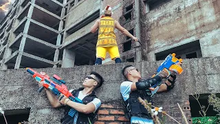 Superheroes Nerf: Couple SWAT X-Shot Nerf Guns Fight Against Criminal Group Battle With Boss + More