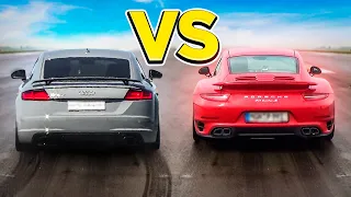 PORSCHE 911 TURBO S vs AUDI TT RS - ACCELERATION SOUND