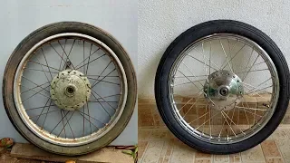 Motorbike Front wheel hub Restoration and polishing |  How to Spoke a Motorbike Wheel