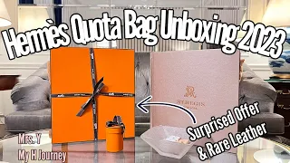 HERMÈS QUOTA BAG UNBOXING 2023 | RARE LEATHER | MY VERY FIRST IN THIS SIZE | SURPRISED OFFER IN 2022