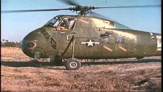 United States Marine Corps direct landing of a Sikorsky UH-34D Seahorse helicopte...HD Stock Footage