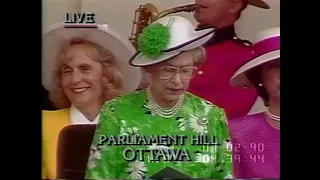 Queen Elizabeth II visits PM Brian Mulroney in Canada 1990