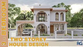 3 -Bedroom Two Storey House Design  11.80m x 8.70m -Mediterranean Style