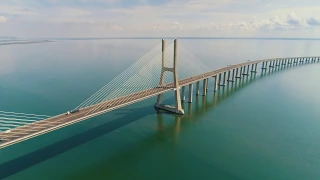 Aerial View 4K - Ponte Vasco da Gama vista do ar - Bridge - Lisbon - Portugal