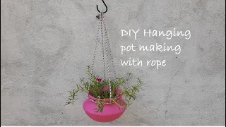 DIY, Hanging pot making for plant in 1 minute, Easy hanging pot making