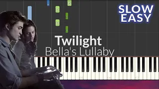 Twilight - Bella's Lullaby SLOW EASY Piano Tutorial + Lyrics