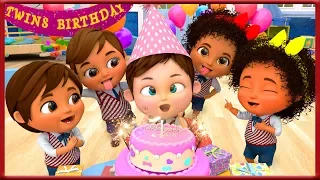 Twin Happy Birthday Song  Kids Party Songs in First Day of School - Banana Cartoon [HD]