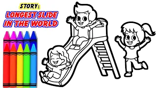 How to Draw a Playground Slide Step by Step Easy - Story: LONGEST SLIDE IN THE WORLD