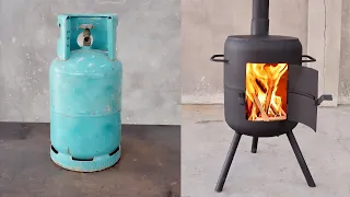 How to turn an old gas cylinder into a portable wood stove