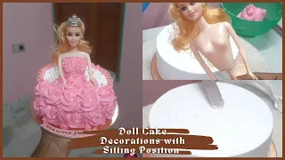 Doll Cake Decoration With Sitting Position || Mango Cake Decoration || Milons Cakes 😍