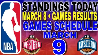 nba standings today March 8, 2024 | games results | games schedule March 9, 2024