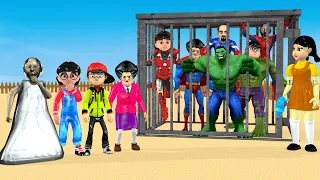 Scary Teacher 3D vs Squid Game Become a Superhero And Defeat The Monster Giant Hulk 5 Time Challenge