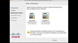 AnyConnect Secure Mobility Client can’t be installed on this disk - CISCO