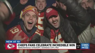 Chiefs fans celebrate following amazing day at Arrowhead