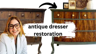 How to Repair Walnut Veneer and Save an Antique Dresser! | How to Use Odie's Oil #odiesoil