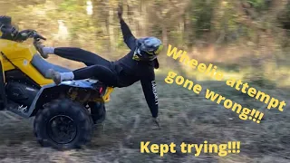 Wheelie attempts on can-am renegade!!!#canam #wheelie#fails