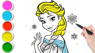 Elsa Princess Drawing Coloring and Painting For Kids || Frozen Coloring Pages