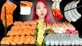 [Mukbang] Raw shrimp&salmon 🦐생새우&홍새우&생연어🐟 리얼사운드 먹방 กุ้งสด ปลาแซลมอน 生えび サーモン eating sound ASMR | 쎄미
