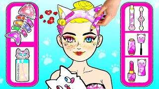 DIY Ideas for Dolls - Pink Rapunzel DIY Quiet Book Makeup Kit - LOL Surprise DIYs