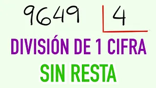 Cómo hacer una división de una cifra sin resta 9649 entre 4