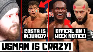 Khamzat Chimaev vs Kamaru Usman OFFICIAL! Paulo Costa Injured? MMA News Reaction & Prediction
