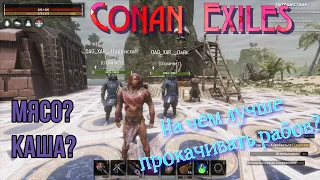 Conan Exiles. На чём лучше качать раба!!! Мясо или каша???