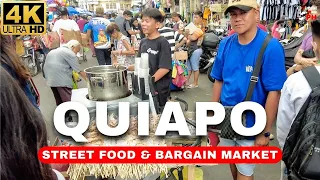 [4K] CRAZY QUIAPO Experience | Street Food & Bargain Market | Philippines 2024