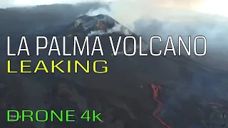 La Palma Volcano leaking through lava tubes! 4K Drone 60 FPS. 04.12.21