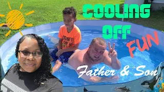 Cooling Off in the Kiddie Pool | Father & Son time