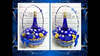 Bouquet of Ferrero CHOCOLATES WITH WINE in a BASKET with your own handsMaster classAnna Kohan