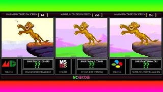 Simultaneous Colors of The Lion King (Sega Genesis vs PC vs SNES) Color Comparison | VCDECIDE