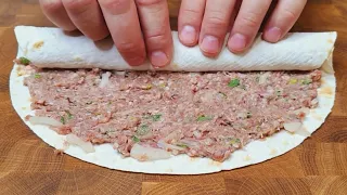 The recipe that my grandfather taught me! Just wrap the minced meat in PITA bread