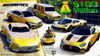 GTA 5 - Stealing $100,000,000 Super Gold Mercedes Cars with Franklin! | (GTA V Real Life Cars #94)