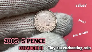 Пять пенсов Елизаветы II 2005 года: крошечная, но очаровательная монета