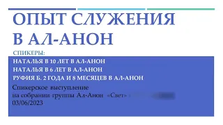 Опыт служения в Ал-Анон. Спикеры на собрании группы Ал-Анон "Свет" (Санкт-Петербург)