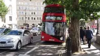 New Bus for London /NBfL / Boris bus LT28 (LTZ 1028) departs Trafalgar Square