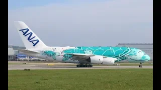 ANA Airbus A380 JA832A Departure from Airbus Hamburg Finkenwerder (DutchPlaneSpotter)