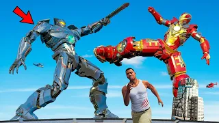 Giant ROBOT Vs ROBOT Fight AND Destroys Los Santos In GTA 5 - Mechagodzilla