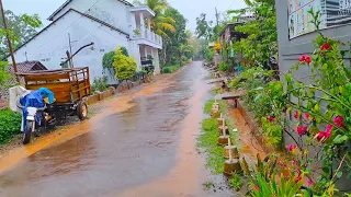 Very beautiful and cold rain in Indonesian village life || Sleeping to the sound of rain