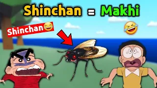 Shinchan And Nobita Become Makhi 🐝 || Sabko Pareshaan Kar Diya 😂 || Funny Game Fly Simulator