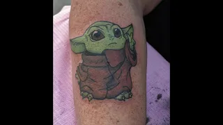 Time Lapse - Grogu aka Baby Yoda Tattooed by Hayley at Lucky Anchor Tattoo LLC Moline, IL