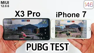 Poco X3 Pro vs iPhone 7 PUBG MOBILE TEST - Miui 12.0.6 vs IOS 14.6 PUBG TEST😱