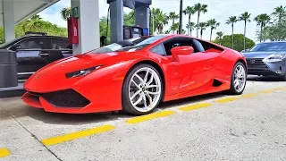 Lamborghini Huracan Start Up Revs ANGRY BULL Ride Acceleration Downshift Sound at Lamborghini Miami