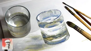 How to Paint A Glass with Watercolor Tutorial Easy | How to Draw A Glass of Water | Shahanoor Mamun