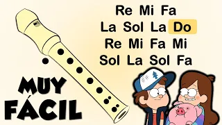 🎶 Gravity falls ⚙⛓ flauta dulce fácil, tutorial con animación, canción fácil